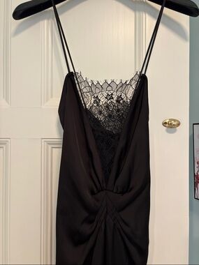 Zara Black Lace-Trim Slip Dress size XL